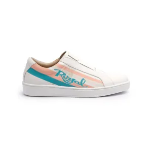 Women's Bishop Color Line Blue Peach White Leather Sneakers 91791-051