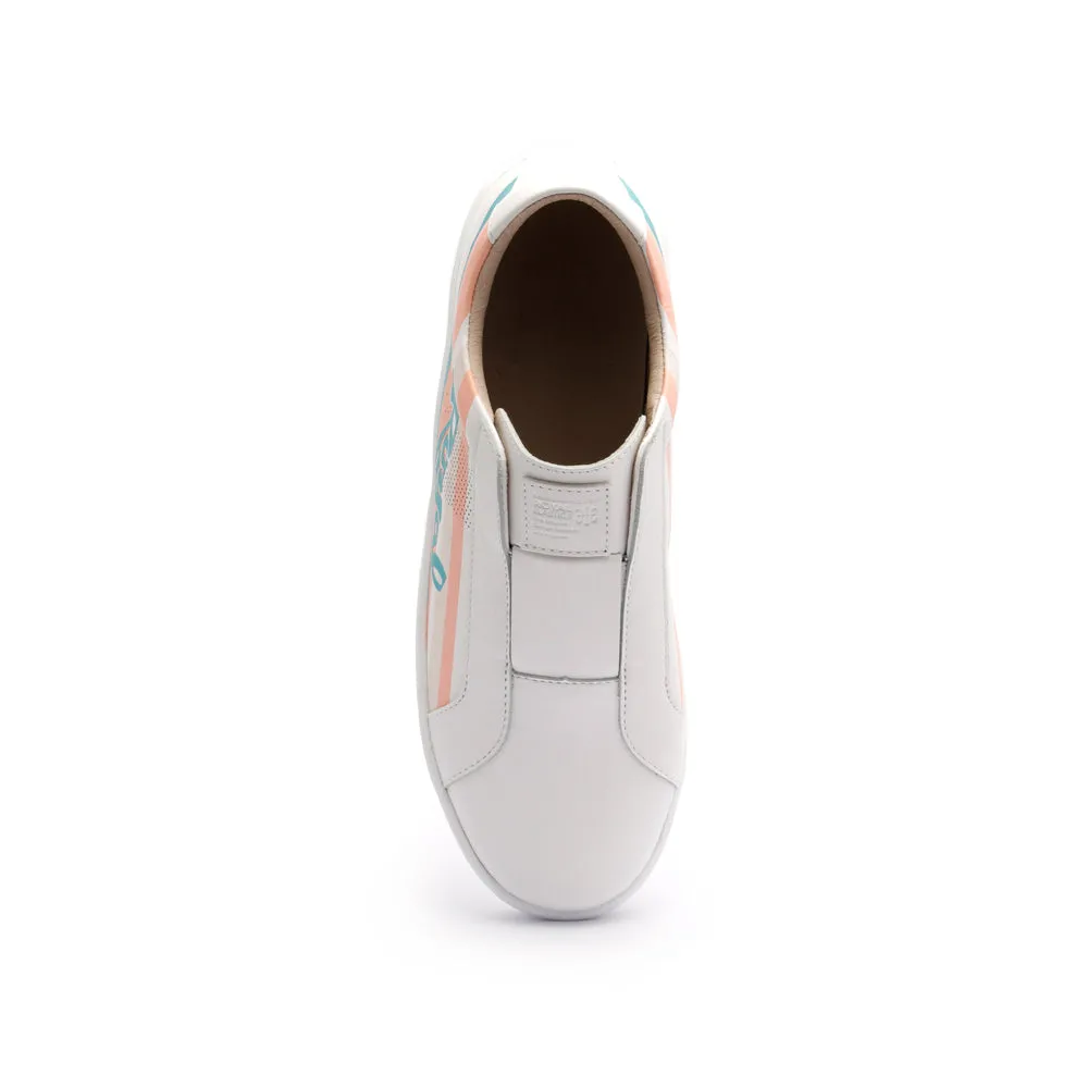 Women's Bishop Color Line Blue Peach White Leather Sneakers 91791-051